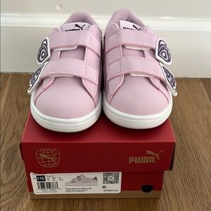 PUMA Kids Girls Smash 3.0 Butterfly V PS in Grape Mist-Crushed Berry, size 11 C